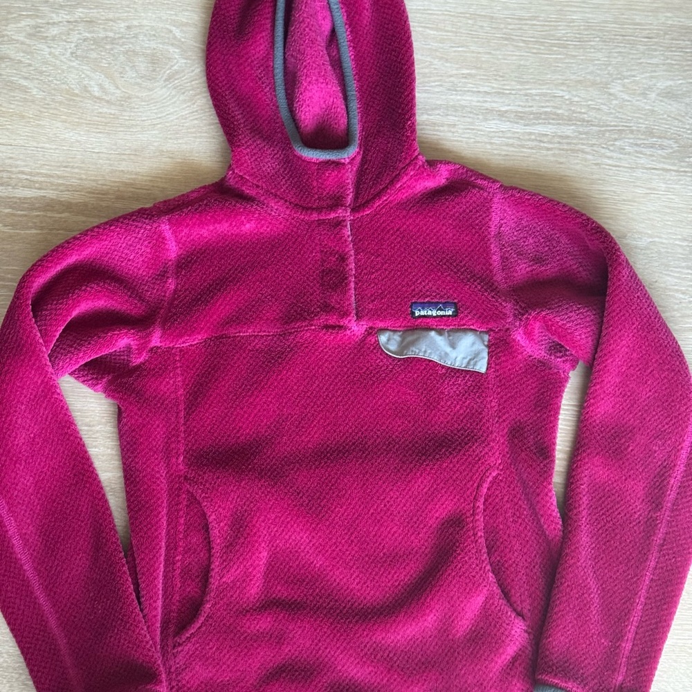 Patagonia Pink Fleece Hoodie with Logo